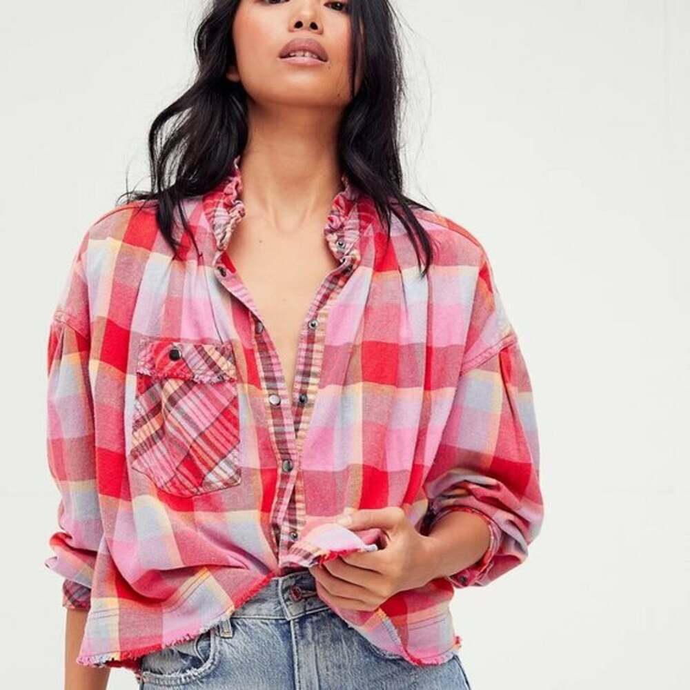 Free People Emily Plaid Crop Top Size M NWT~ $128